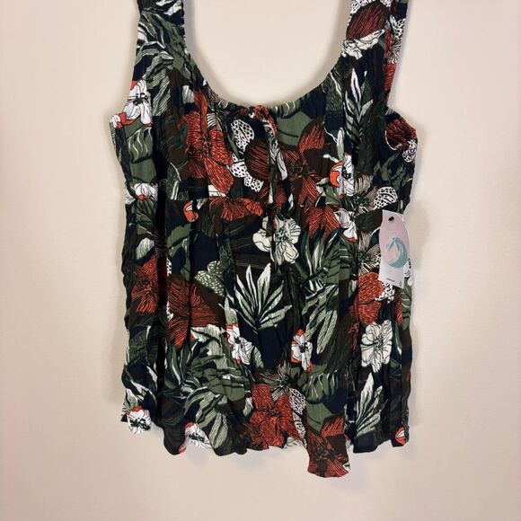 New Volcom Black with Orange Floral Coco Ho Cami Tank Top Medium - Picture 4 of 7